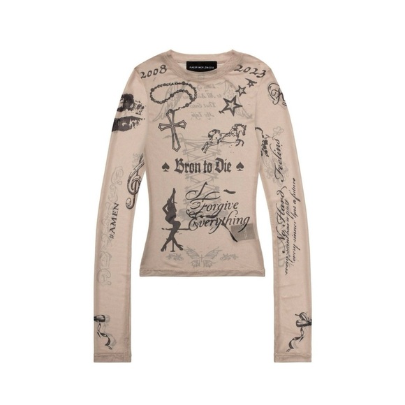 Racer Worldwide Tops - BNWT Racer Worldwide tattoo mesh longsleeve